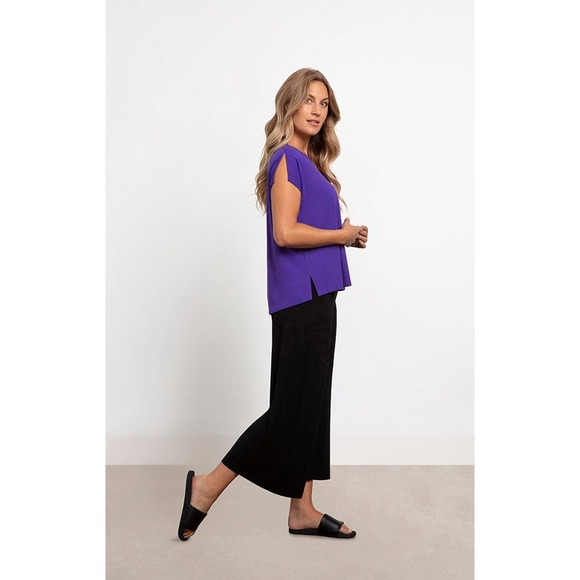 Sympli Women's V-Neck Purple Bamboo Top Size S Slip Cap Sleeve Top NWT - Picture 3 of 4